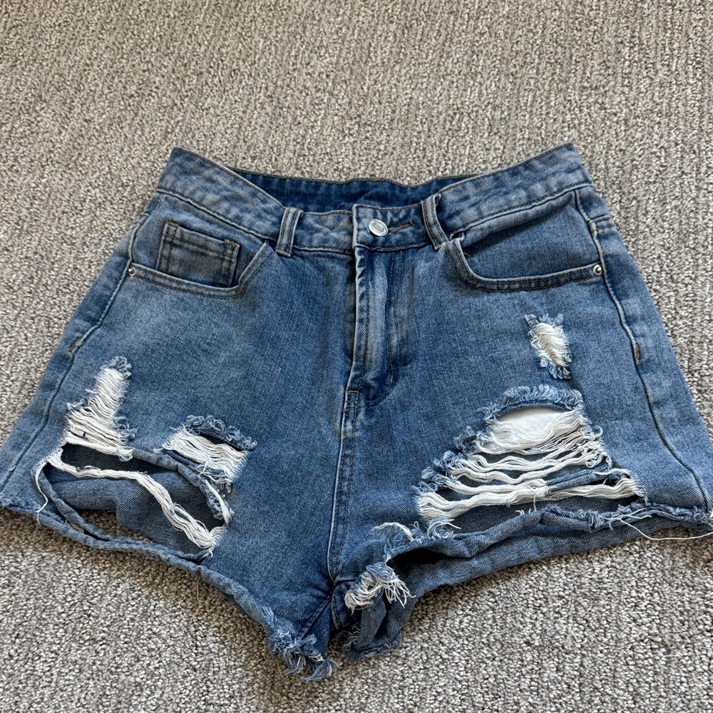 SHEIN Ripped Blue Jean Shorts
